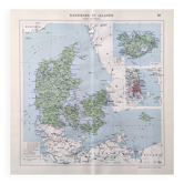 Old map Denmark Iceland Scandinavia 43x43cm from 1950