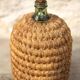 Lady Jeanne bottle, green glass bottle dressed in straw and wicker weaving, jar, vintage decor.