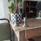 Pair of antique pewter candle holders