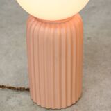 2 lampes de table vintage italiennes en céramique saumon et opaline