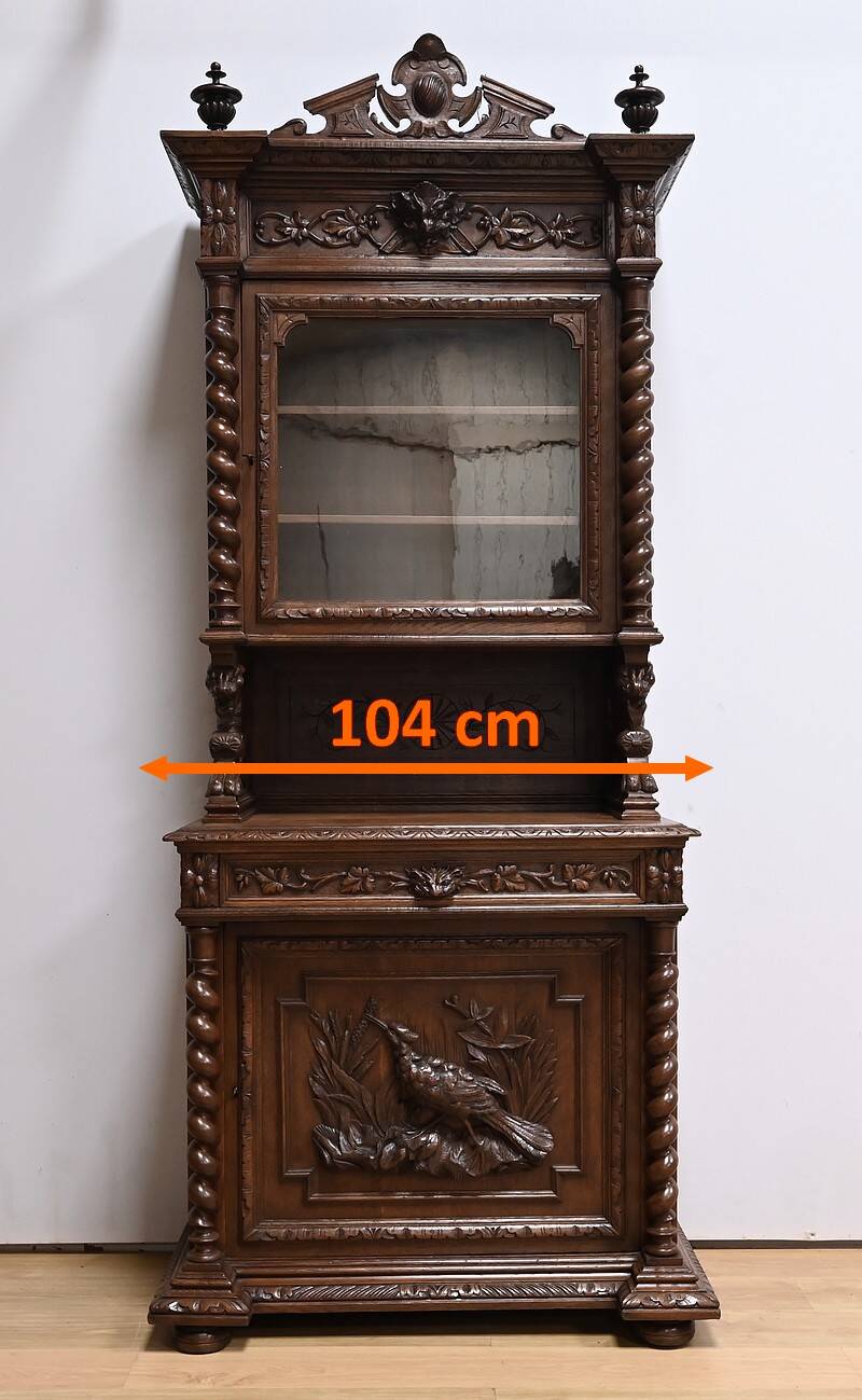 Narrow Oak Display Cabinet, Louis XIII style – Late 19th century