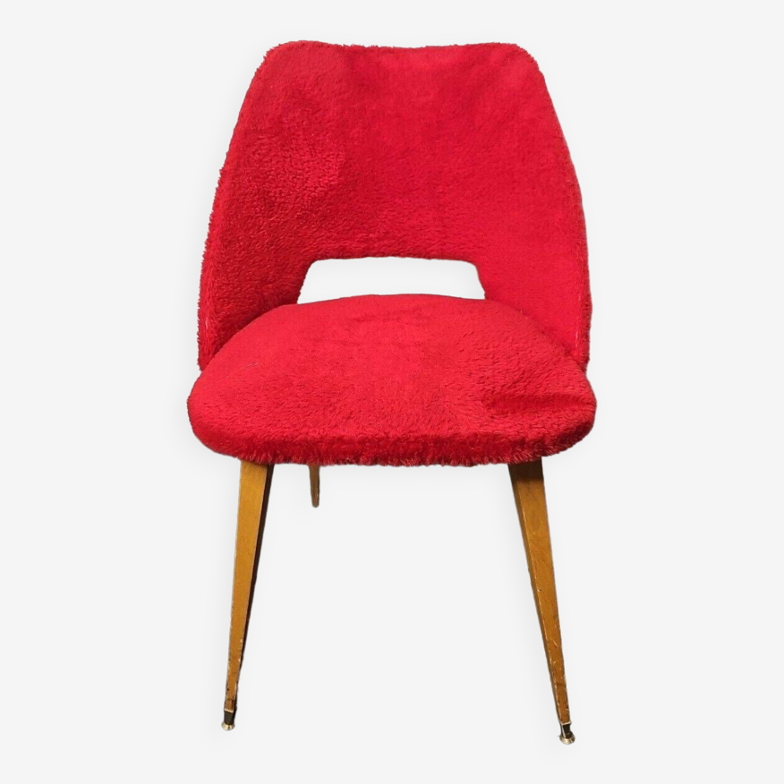 Chaise moumoute vintage avec pouf