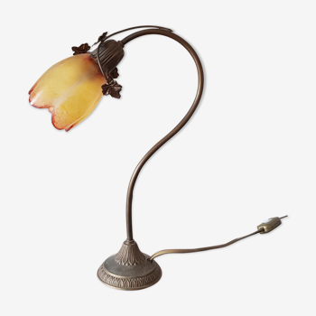 Brass and glass flower lamp