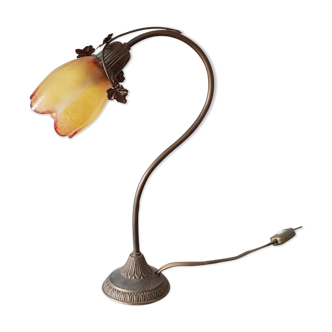Brass and glass flower lamp