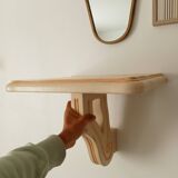 Vintage solid oak wall-mounted console shelf