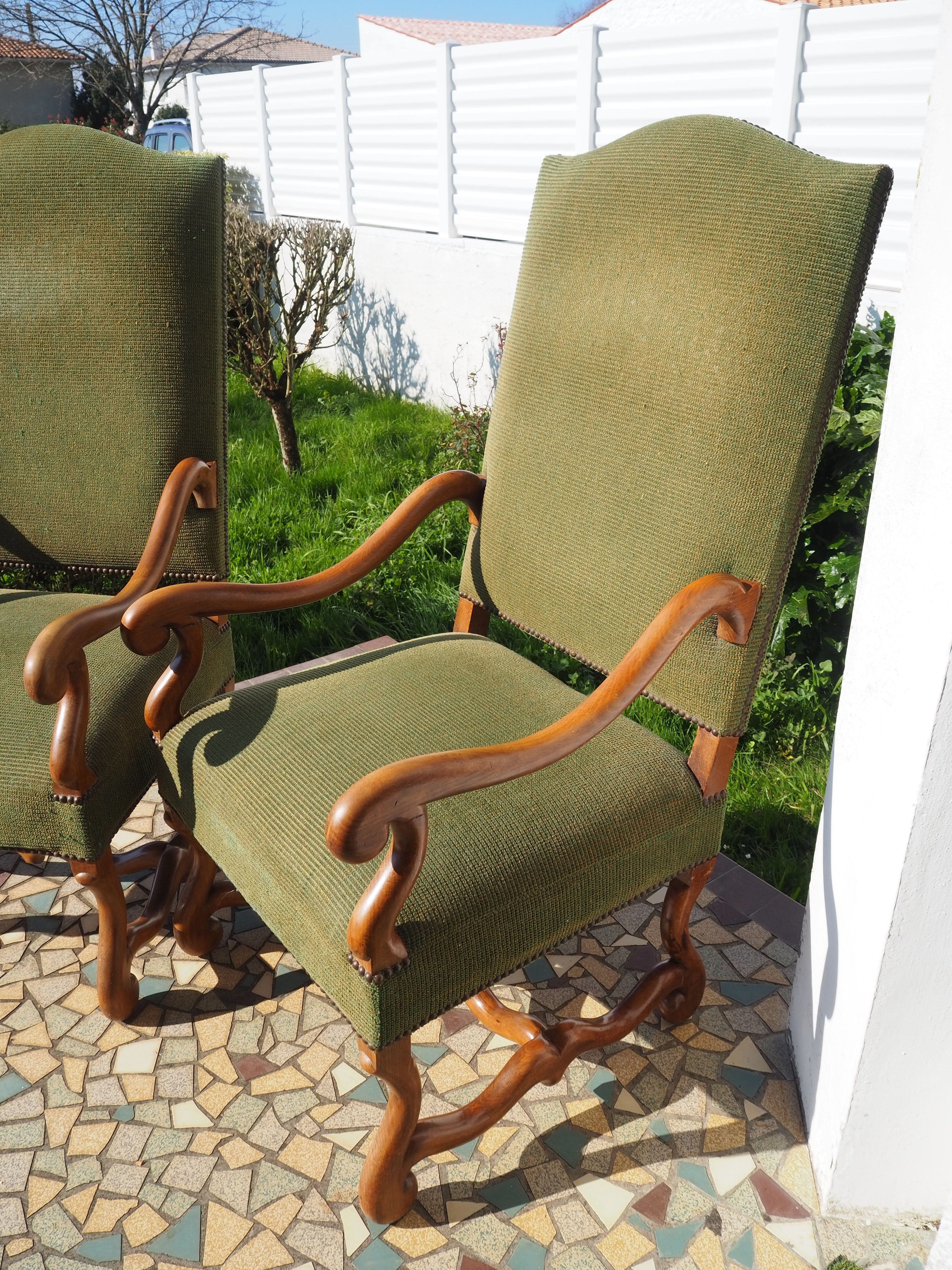 A pair of Louis XIII-style sheep bones armchairs
