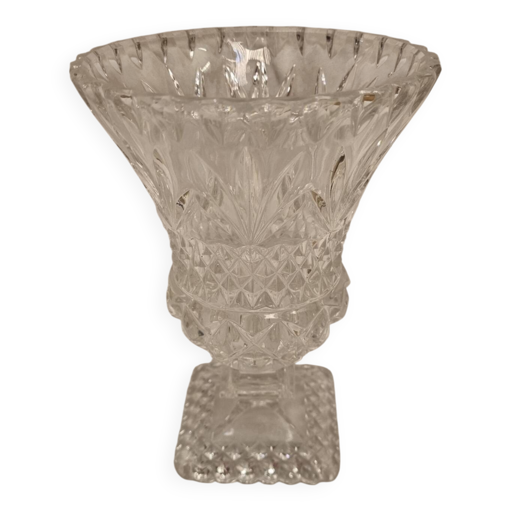 Bohemian crystal pedestal vase