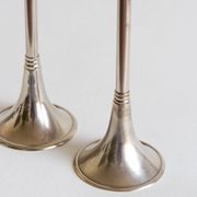 Duo of silver-plated brass candlesticks, 1950s/1960s