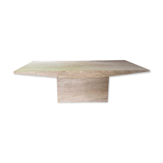 Table basse rectangulaire moderne en travertin du milieu du siècle