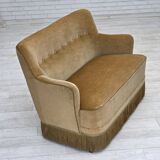 1970s, Danish 2-seater sofa, light green furniture velour.