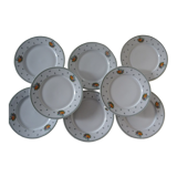 8 plates dessert porcelain Guy Degrenne decoration Basket fruit flowers