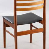 Set of 4 Scandinavian chairs in teak and black leatherette – Denmark 1960