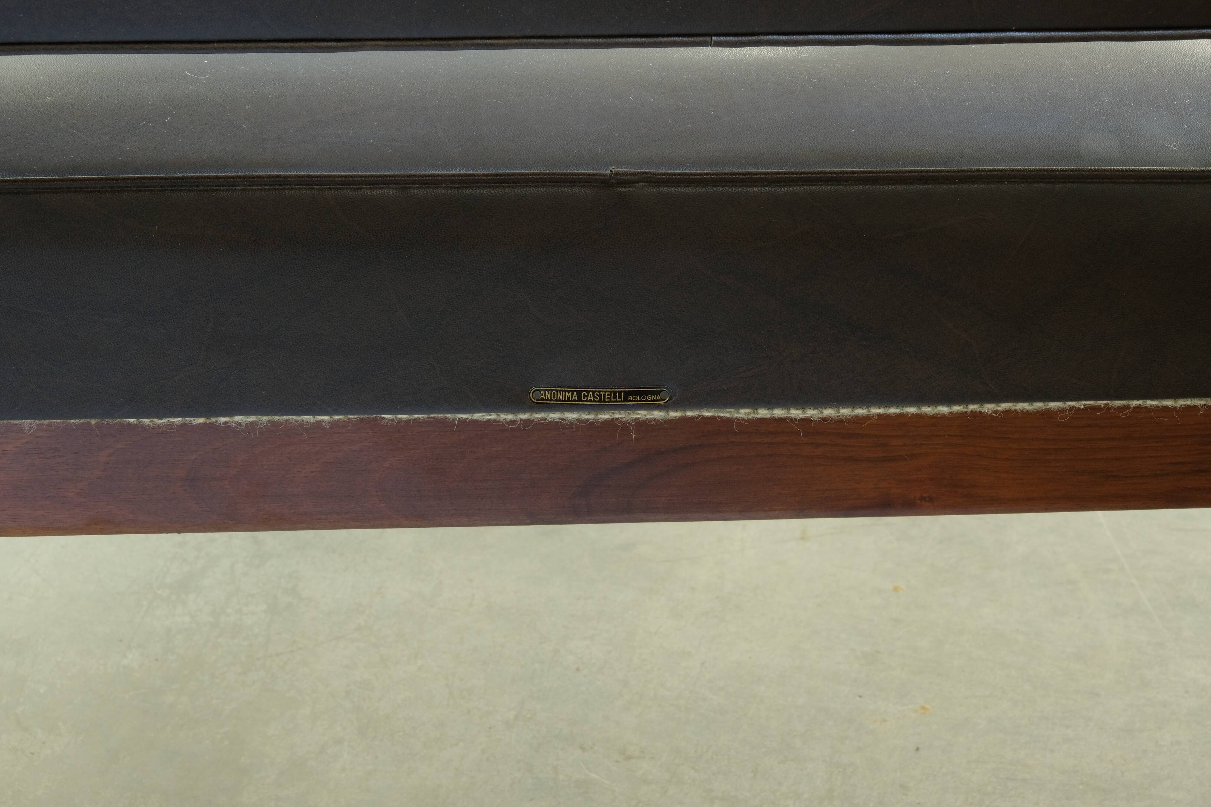 Sofa by Anonima Castelli in teak and skai, 1950s