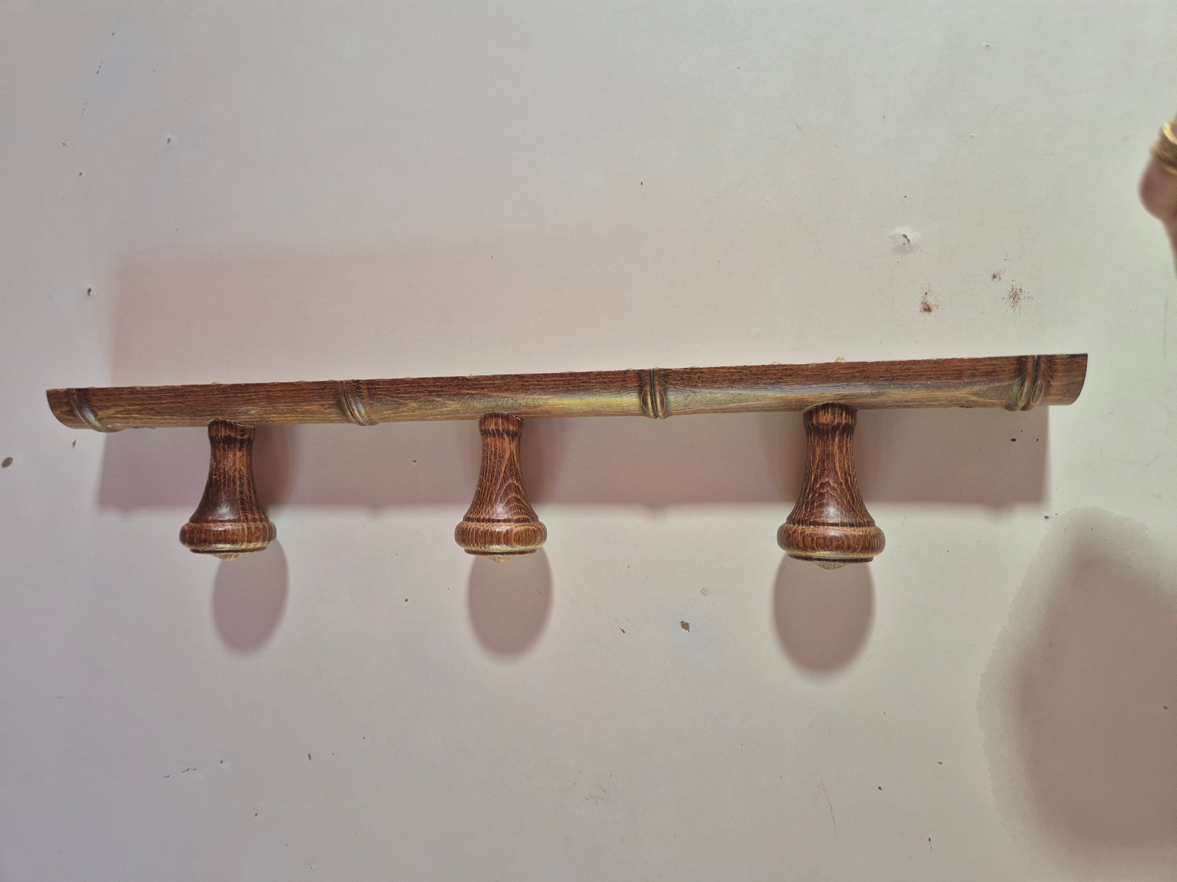 coat rack made of 3 vintage wooden hooks