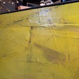 Abstract painting " Abstraction Jaune " by Serge Detriaux, Oil on Panel, 1982