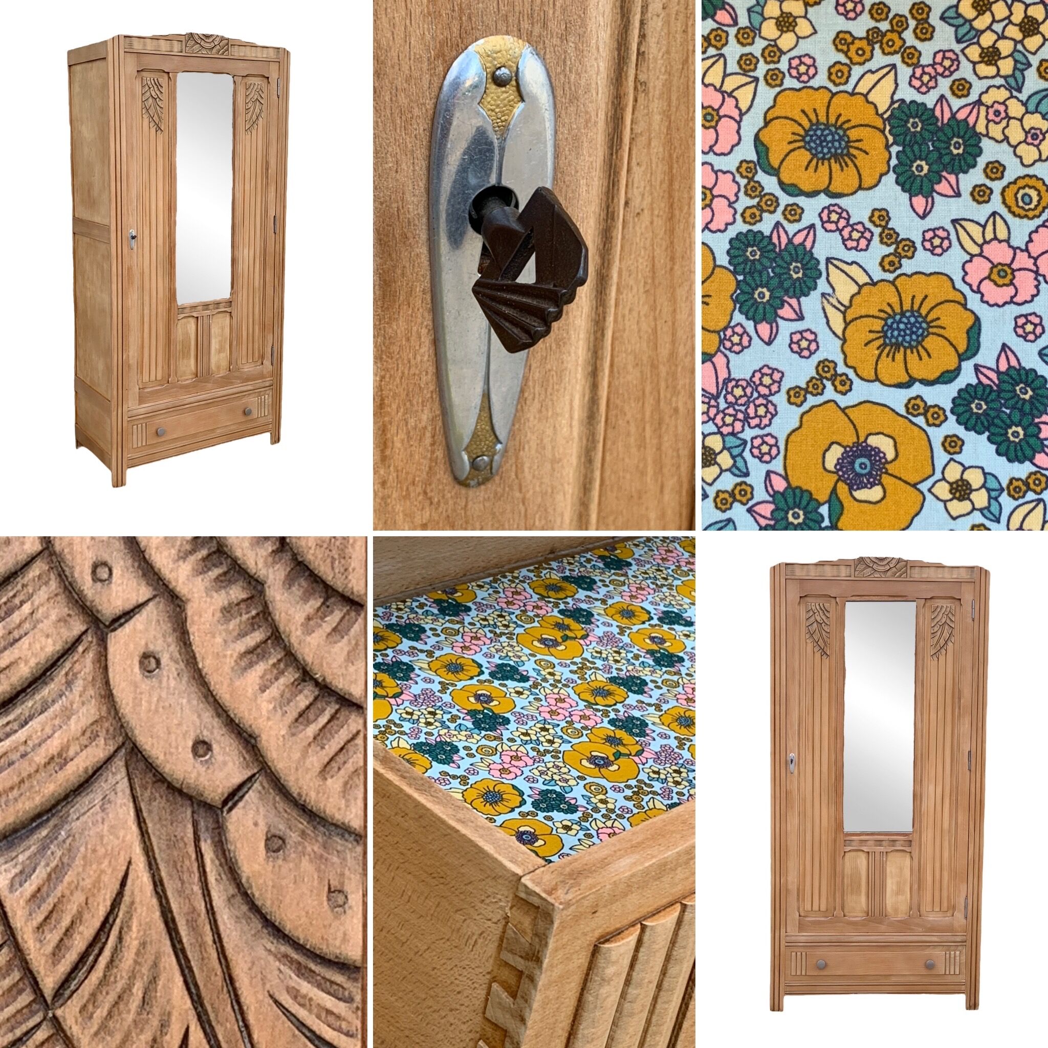 Parisian wardrobe art deco wood brut