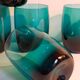 Six verres de verrier bleus paon vintages