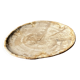 Small oval beige petrified wood dish or tray with speckled edges.