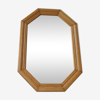 Light oak wooden mirror 80s 52x35cm