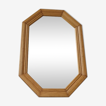Miroir en bois chêne clair 80s 52x35cm