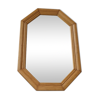 Miroir en bois chêne clair 80s 52x35cm