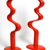 Two large limited abstract metal floor sculptures in red