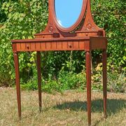 Coiffeuse Art déco en chêne, plateau en marbre  et miroir pivotant