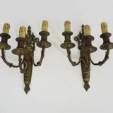 Magnificent Pair of Bronze Sconces with Louis XV Style Fire Pots. 1930s