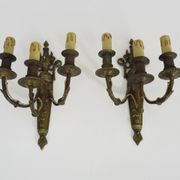 Magnificent Pair of Bronze Sconces with Louis XV Style Fire Pots. 1930s
