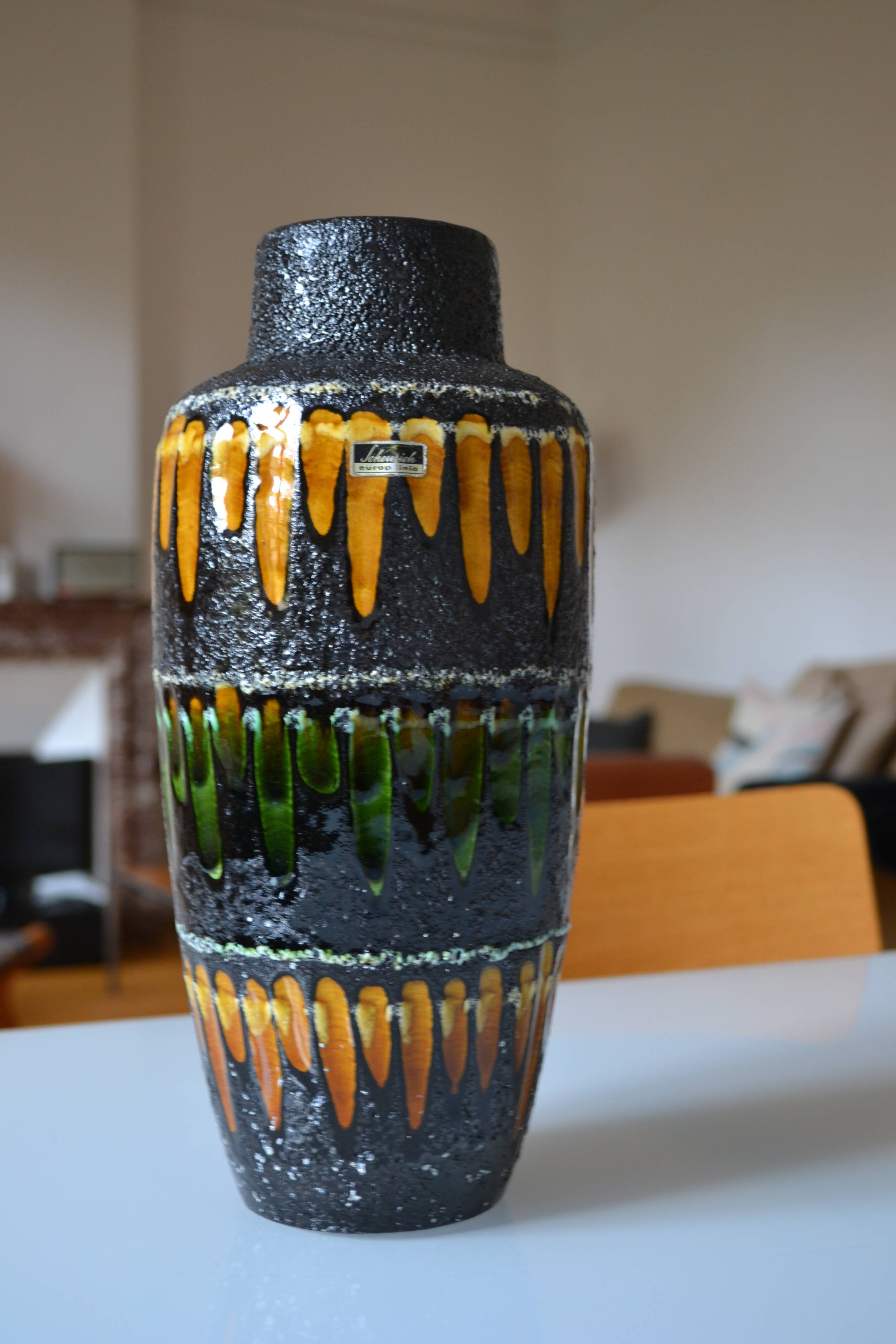 Scheurich Germany "Europ Linie" large ceramic vase Fat Lava 1970