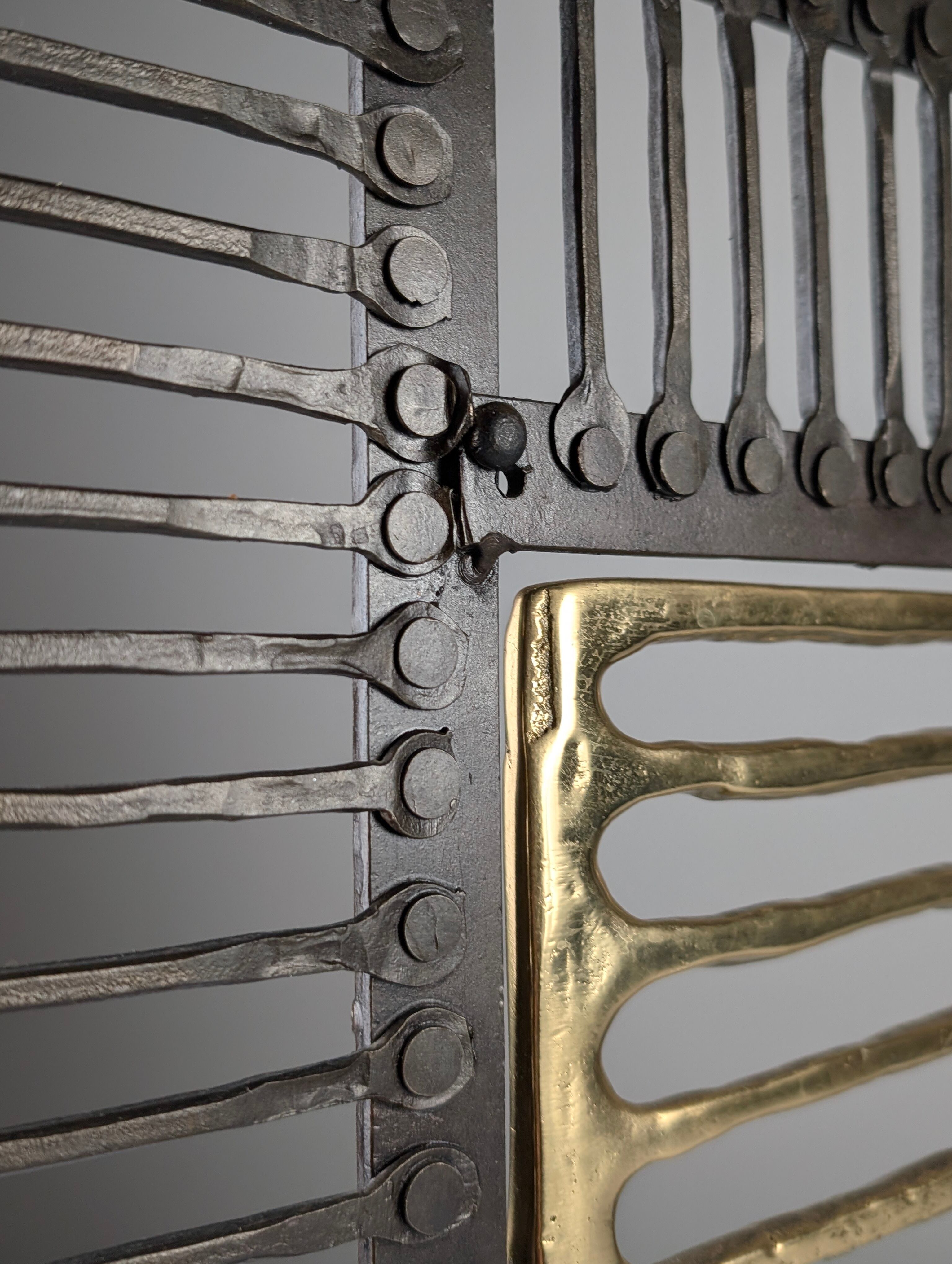 Brass and wrought iron fireplace screen by David Marshall, Spain, 1970s