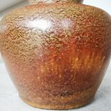 Fat Lava Pottery Vase: Vintage West Germany 202-13, Brown Drip Glaze
