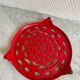 Vintage red Decotec enameled cast iron trivet