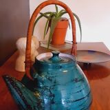 Large ceramic and rattan teapot from the 1950s Yvon Roy