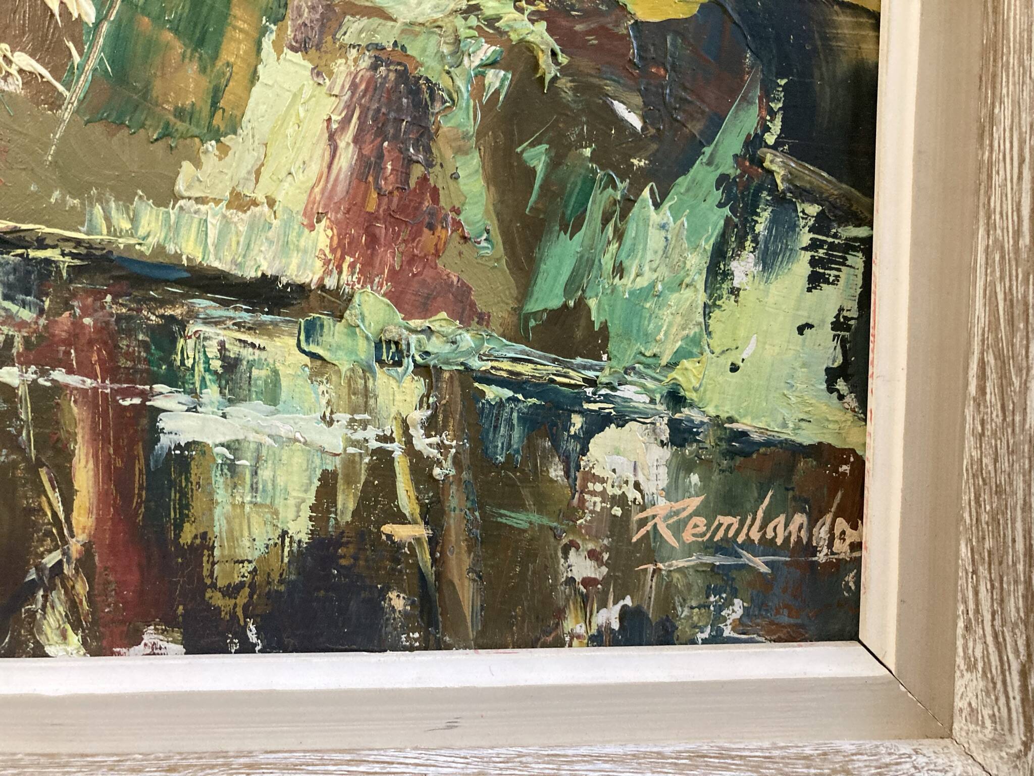 REMILANDOU, HSP tropical river landscape signed 20th century