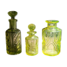 Three bottles of moulded crystal uraline yellow 19 / 20th century