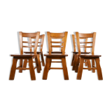 Vintage brutalist dining chairs, set of 6 - 1960s