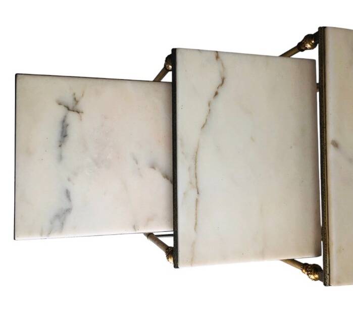 3 brass and marble nesting tables 1950