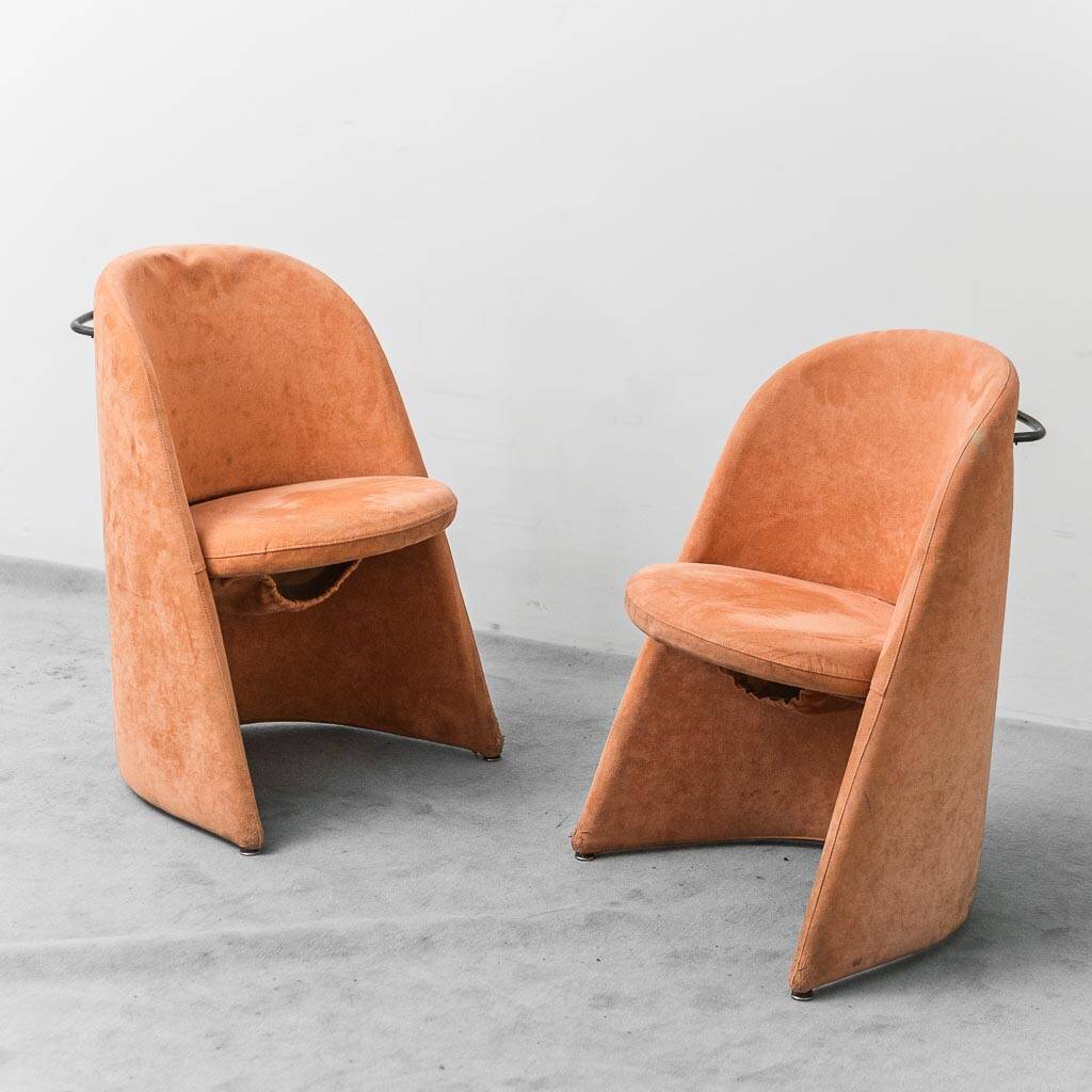 Pair of folding fabric armchairs from the 1970s, vintage modernism