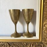 Chiseled Brass Chalice Wine Glasses