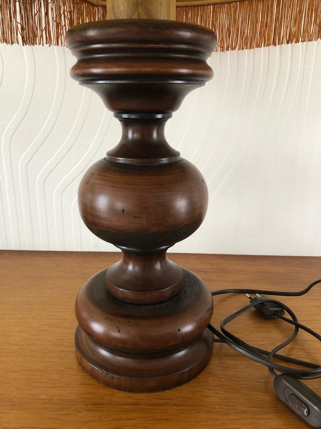 Wooden table lamp turned vintage