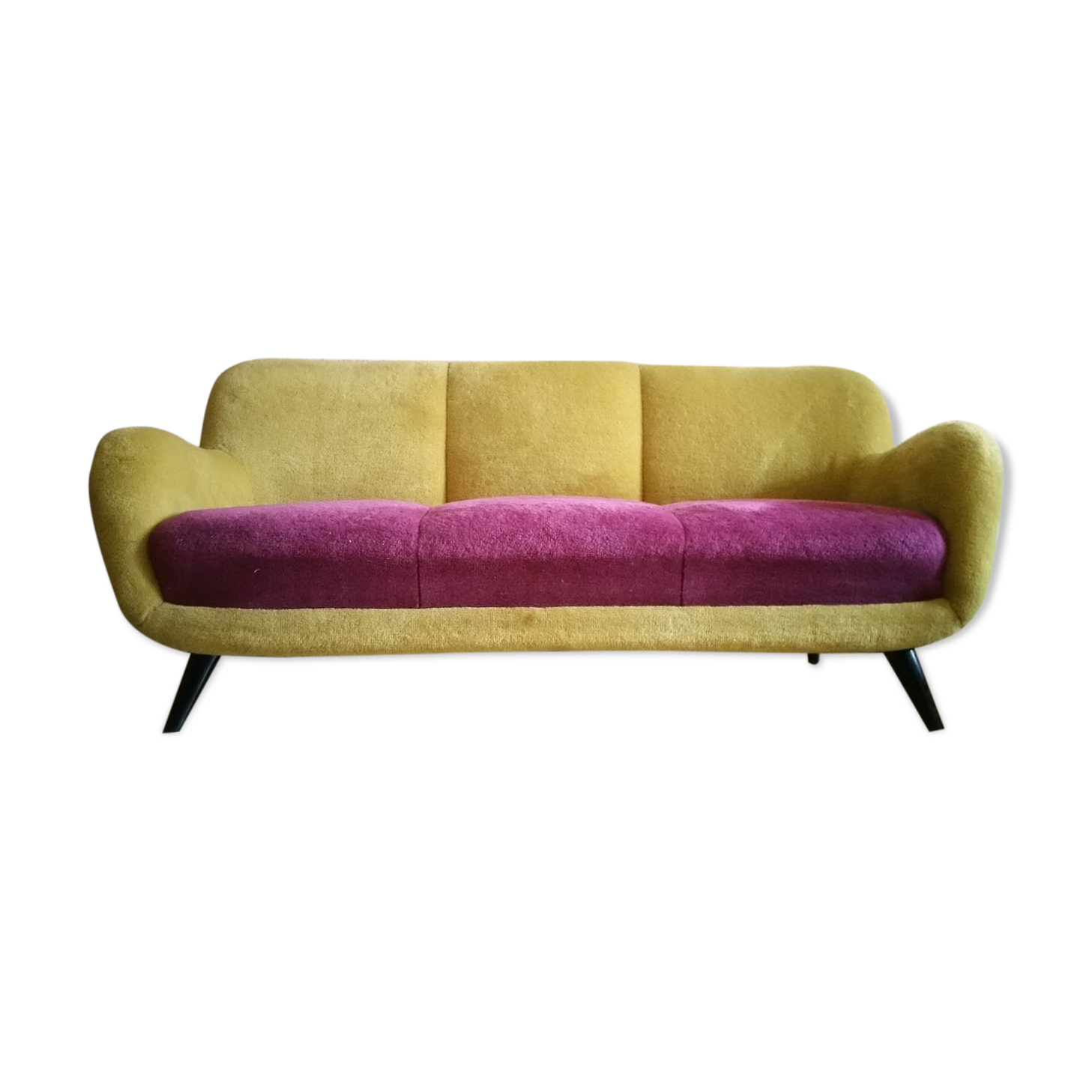 Sofa "" Teddy "" organic design EGG year 50 60 plush bi color