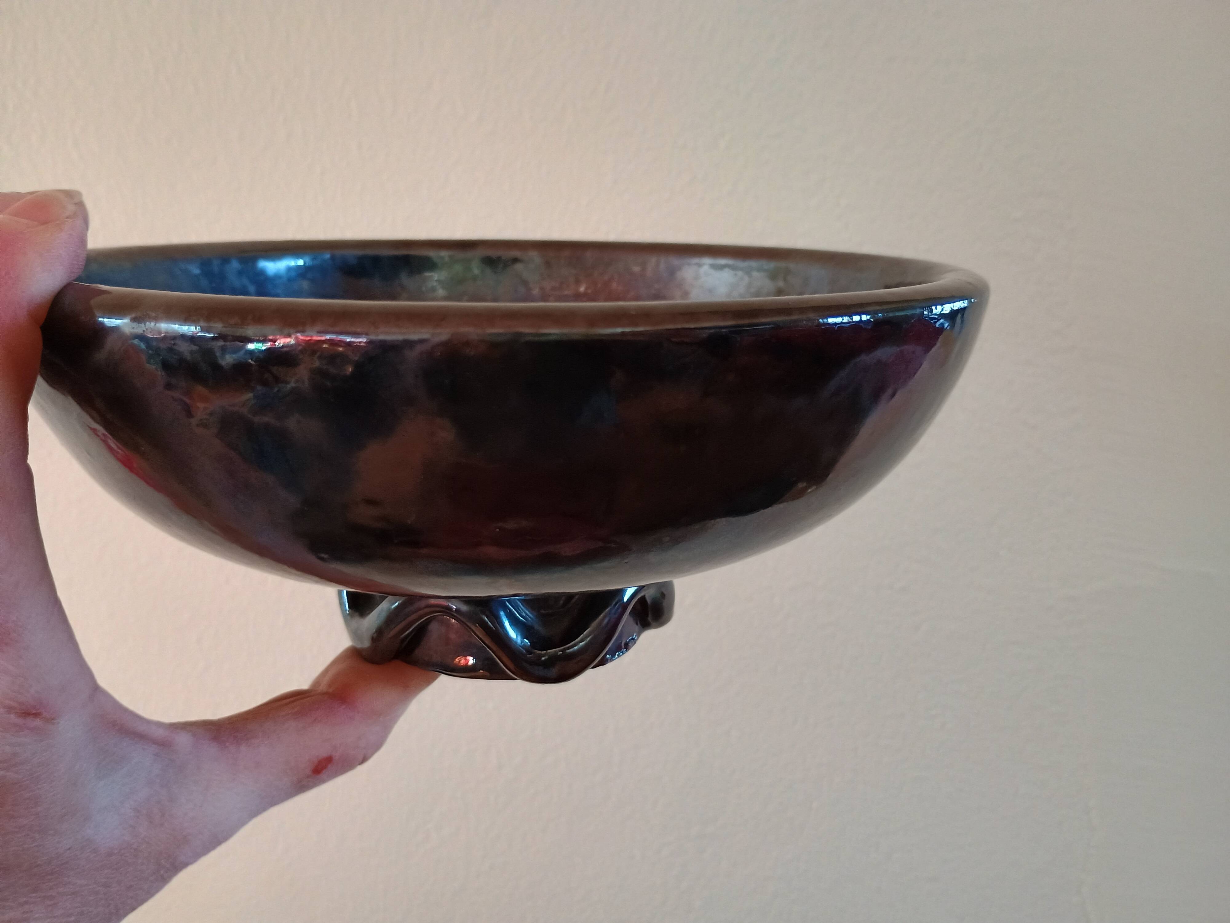 Jean Bacus (1885-1952) - Petite coupe grès glaçure noire JB Vallauris