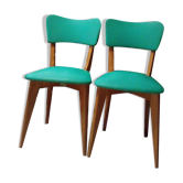 Paire de chaises en vinyle vert, années 50-60