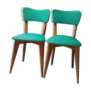 Pair of green vinyl chairs, 1950s-60s