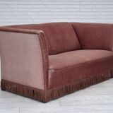 1970s, Danish 2-seater sofa, original salmon pink furniture velour.