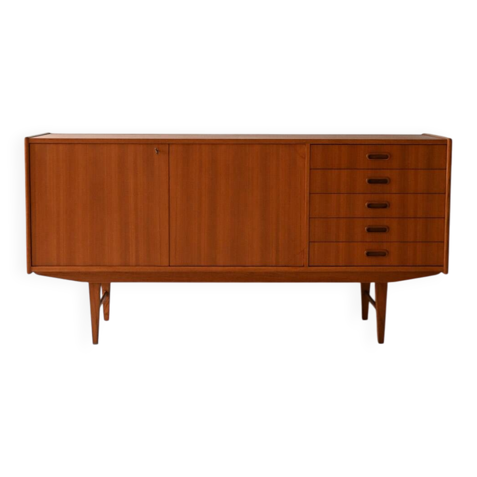 Vintage Scandinavian teak sideboard with five drawers