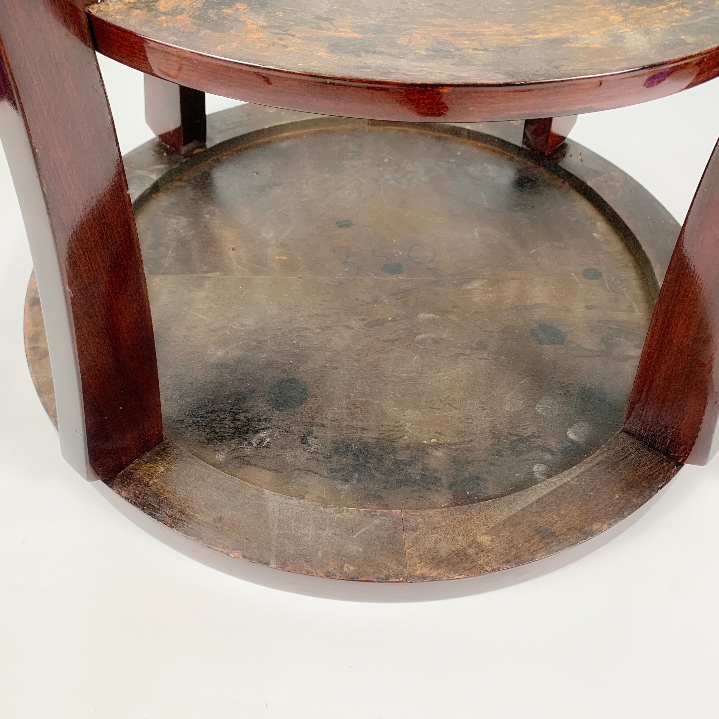 Glazed wooden coffee table in Art Deco style