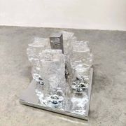 Vintage design Ice glass Flush Mount ceiling lamp 'Ice cubes'