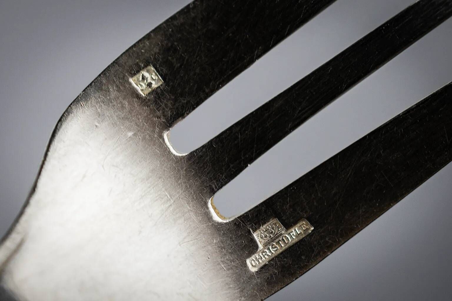 12 dessert forks Christofle Boréal by Luc Lanel, silver-plated metal